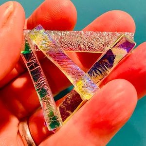 Vintage 80s Dichroic Glass Brooch